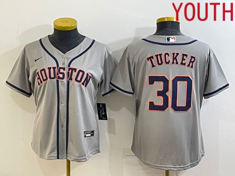 Youth Houston Astros #30 Tucker Grey Game Nike 2022 MLB Jerseys